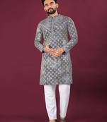Navy blue viscose rayon chikankari lucknowi embroidered work kurta pajama set