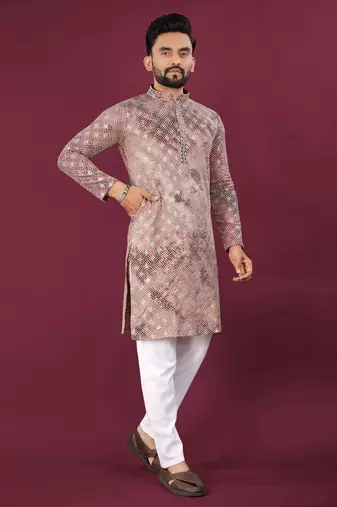 Pink viscose rayon chikankari lucknowi embroidered work kurta pajama set+