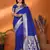 Blue banarasi silk blend saree with weaving work