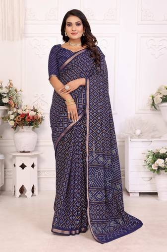 Blue soft cotton light weight zari weaving saree with blouse