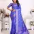 Blue soft satin silk blend bandhej print saree with kanchi zari weaving border