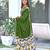 Green printed cotton saree with blouse piece