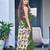 Green printed cotton saree with blouse piece