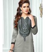 Ash Grey/Black Chanderi Cotton Salwar Kameez