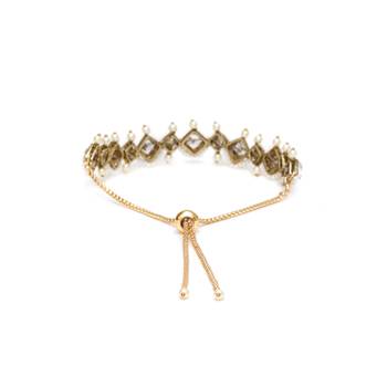 Golden kite shaped kundan with white pearls adjustable bracelet 3