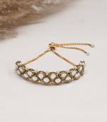 Golden triangle kundan with white pearls adjustable bracelet