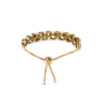 Golden triangle kundan with white pearls adjustable bracelet 3