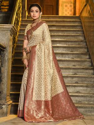 maroon Banarasi Silk woven zari work tassel saree 1