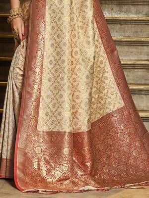 maroon Banarasi Silk woven zari work tassel saree 3