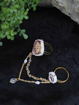 Enamelled beauty two-finger ring 4