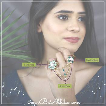 Garden green two-finger ring 3