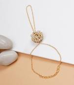 Golden pearl bloom haathphool bracelet