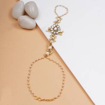 Regal kundan pearl haathphool bracelet 1
