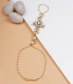 Regal kundan pearl haathphool bracelet