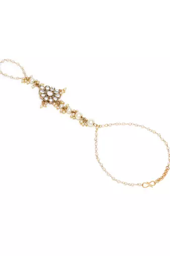 Regal kundan pearl haathphool bracelet