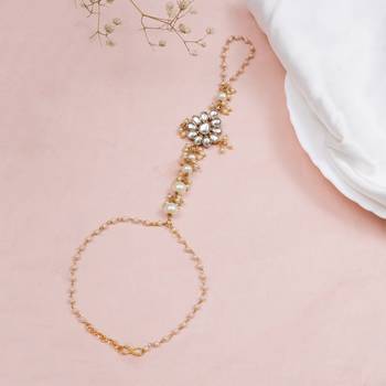 Regal kundan pearl haathphool bracelet 3