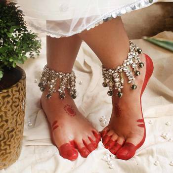Kundan & beads adjustable anklet - set of 2 pieces 1