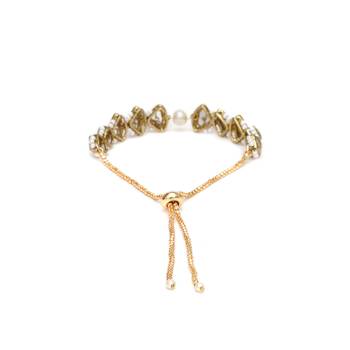 Golden triangle kundan & white pearl adjustable bracelet 3