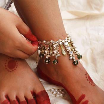 Kundan & beads adjustable anklet - set of 2 pieces 2