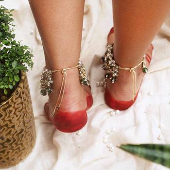 Kundan & beads adjustable anklet - set of 2 pieces 3