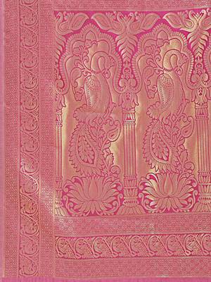 cream & magenta banarasi Silk blend woven zari work tassel saree 5