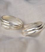 Double-stacked adjustable sterling silver toe ring