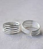 Multi-band adjustable sterling silver toe ring