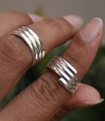 Multi-band adjustable sterling silver toe ring