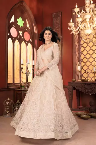 Off white Designer Wedding Lehenga Choli for Women