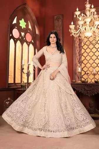 Off white Designer Wedding Lehenga Choli for Women
