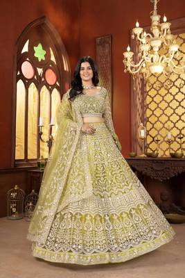 Parrot green Wedding Lehenga Choli for Women 1