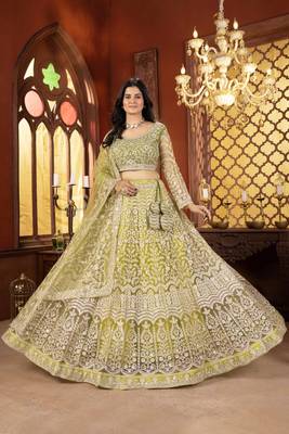 Parrot green Wedding Lehenga Choli for Women 2