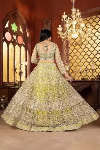 Parrot green Designer Wedding Lehenga Choli for Women