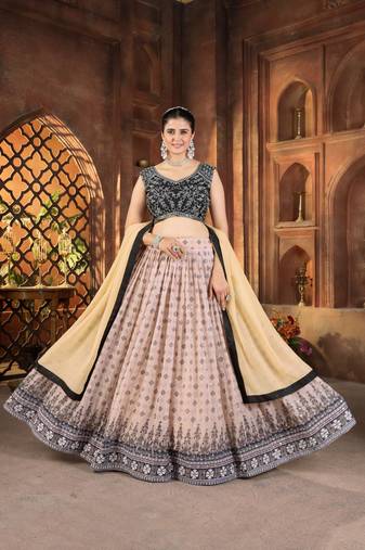 Cream Designer Wedding Lehenga Choli for Women
