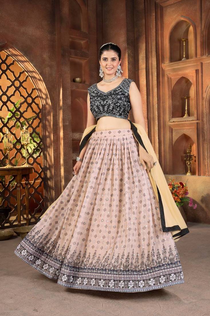Cream Designer Wedding Lehenga Choli for Women