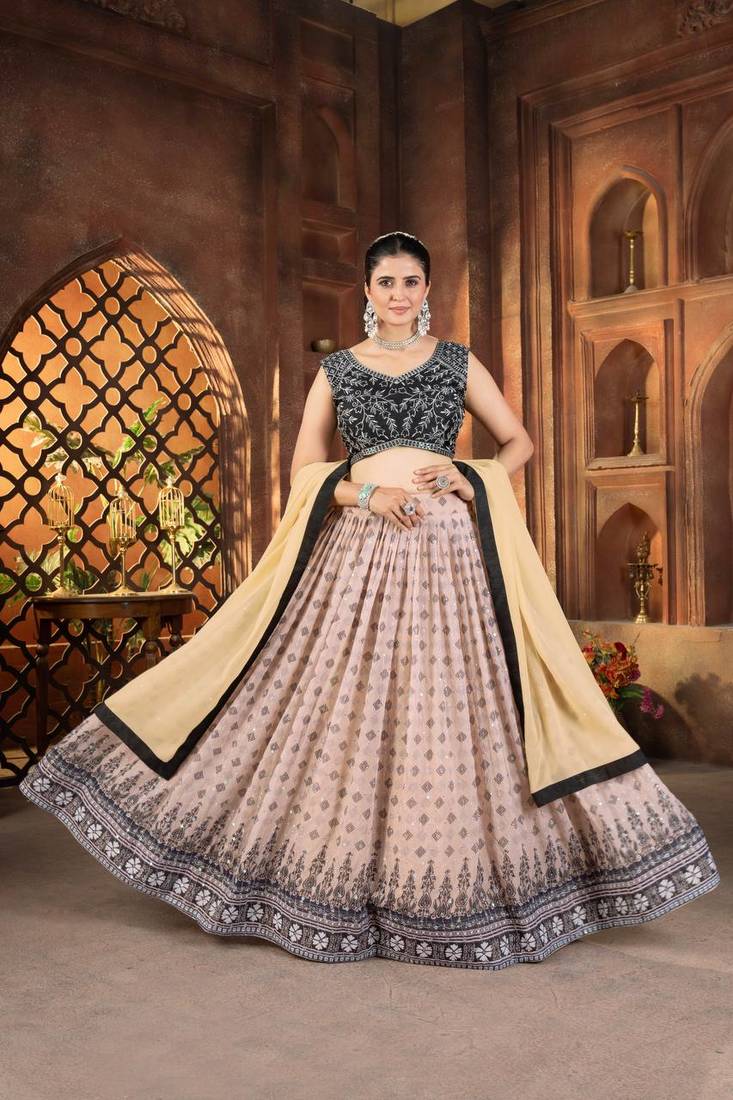 Cream Designer Wedding Lehenga Choli for Women