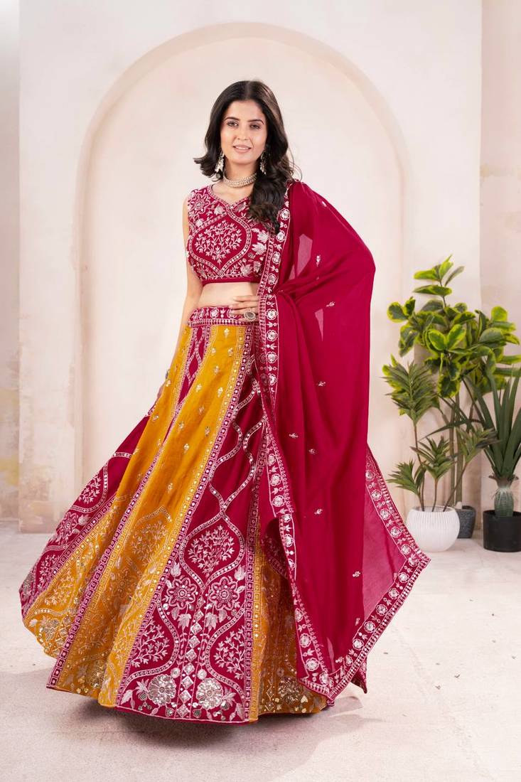 Pink Designer Wedding Lehenga Choli for Women