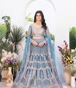 Sky blue Designer Wedding Lehenga Choli for Women