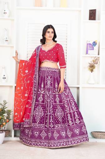 Purple Designer Wedding Lehenga Choli for Women