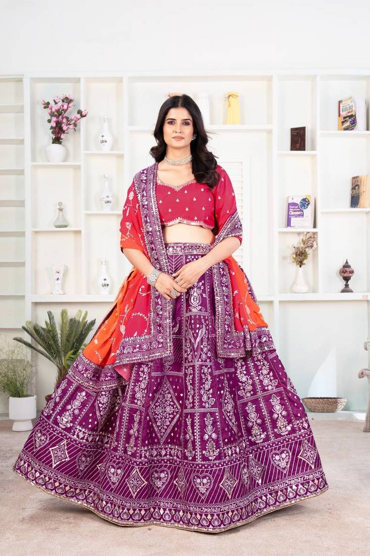 Purple Designer Wedding Lehenga Choli for Women