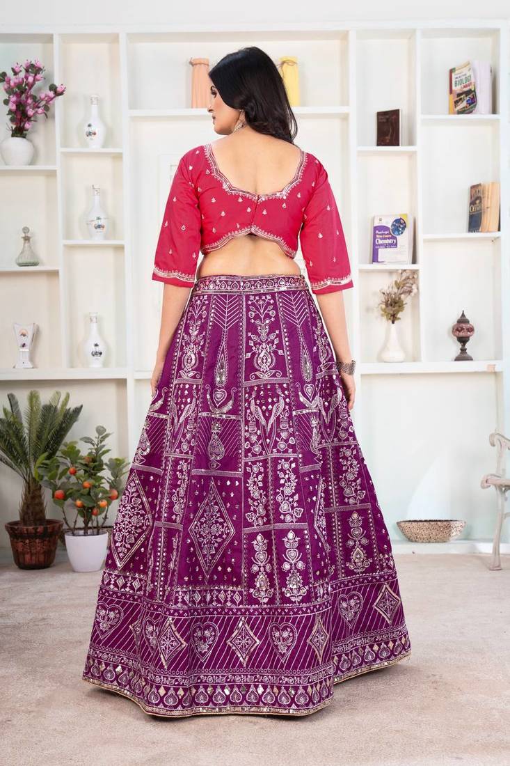 Purple Designer Wedding Lehenga Choli for Women