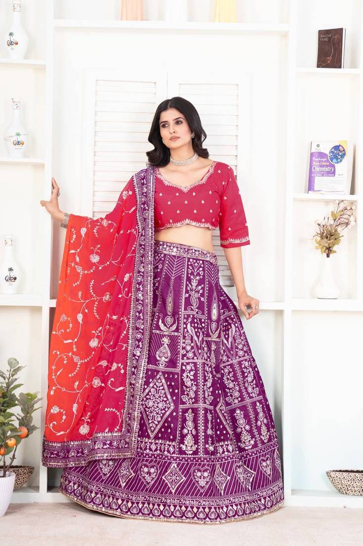 Purple Designer Wedding Lehenga Choli for Women
