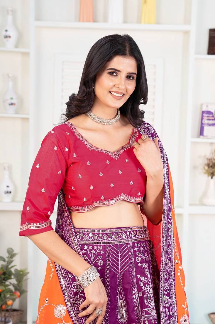 Purple Designer Wedding Lehenga Choli for Women