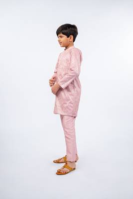 Embroidered petal pink kurta and pant 2