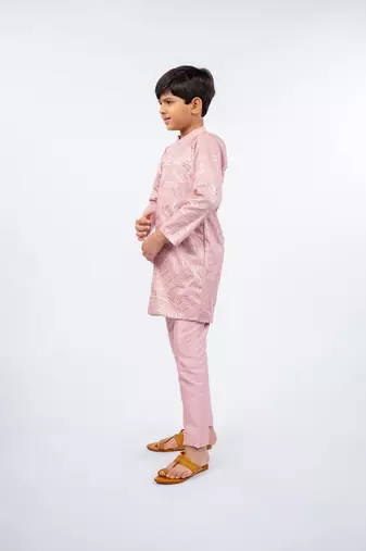 Embroidered petal pink kurta and pant