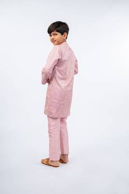 Embroidered petal pink kurta and pant 3