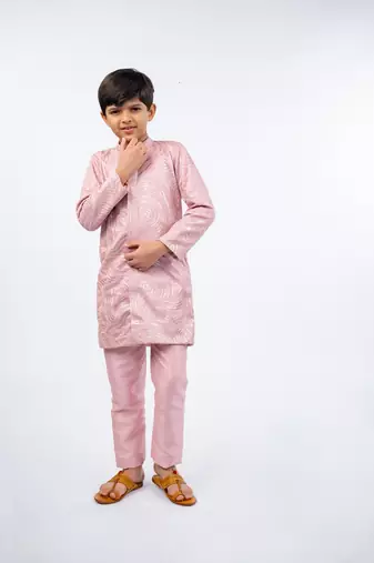 Embroidered petal pink kurta and pant