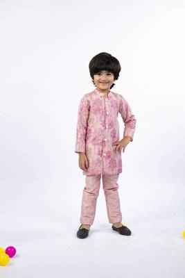 Flower embroidered petal pink kurta and pant 1