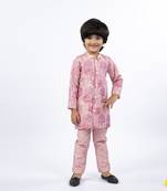 Flower embroidered petal pink kurta and pant