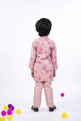 Flower embroidered petal pink kurta and pant 3